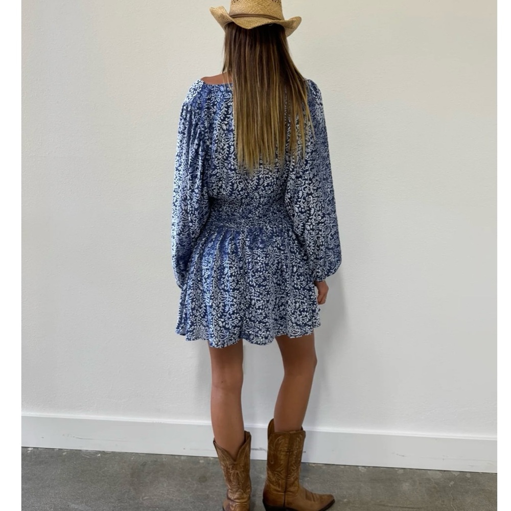 JEN ROSSI COLLECTION SUNSET STRIP LAPIS MINI DRESS Sz L - Picture 14 of 14
